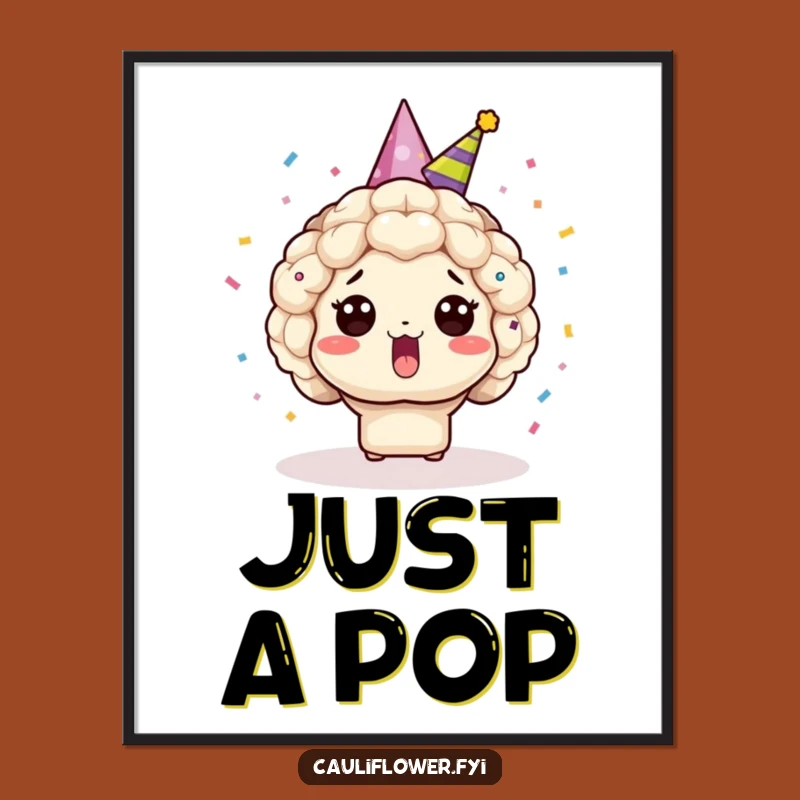 Funny Surprised Kawaii Cauliflower Digital Art - Instant Humorous Wall Decor