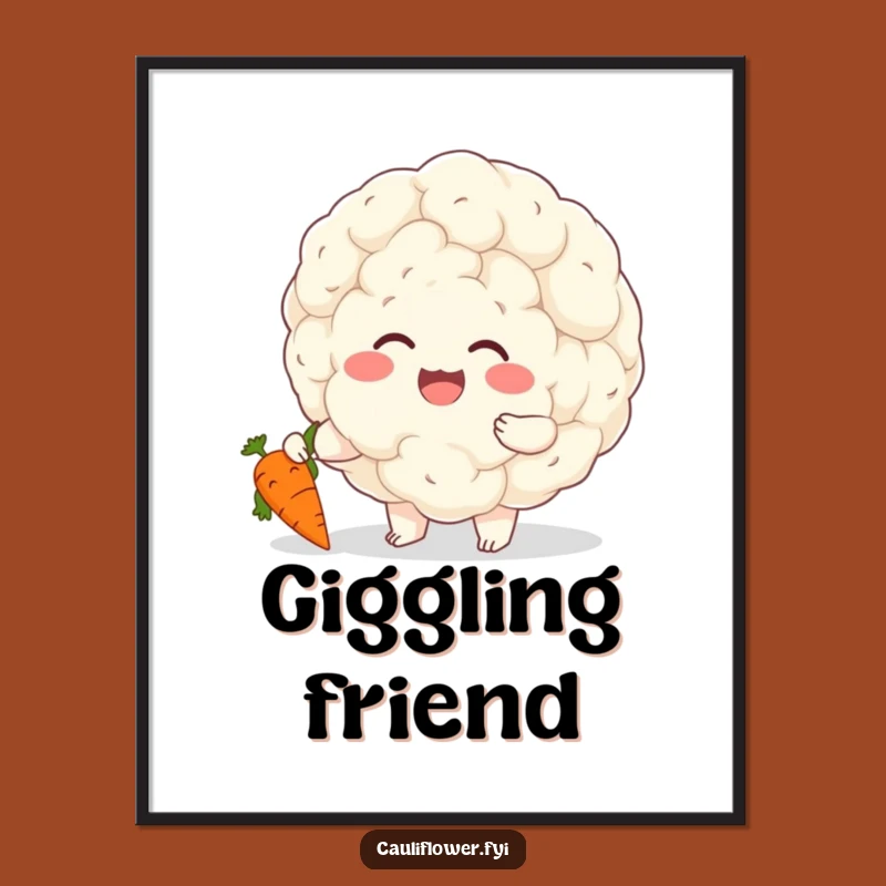 Funny Cauliflower Digital Art - Giggling Veggie Print for Instant Humor