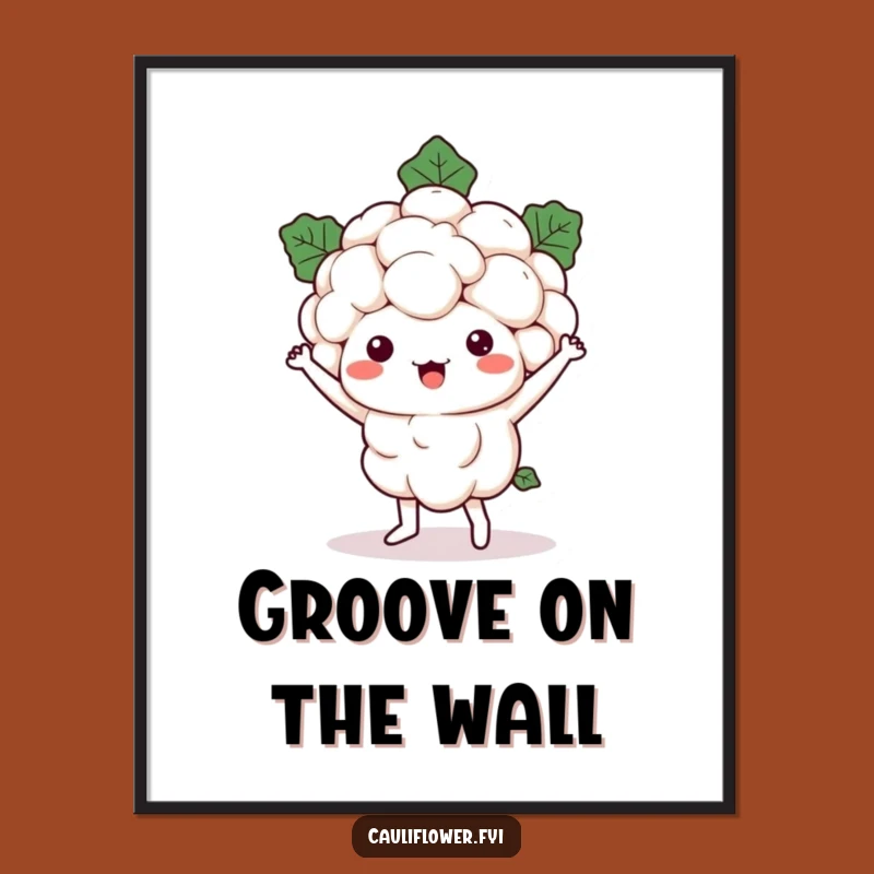 Funny Kawaii Cauliflower Digital Art: Instant Hilarious Veggie Dance Decor!