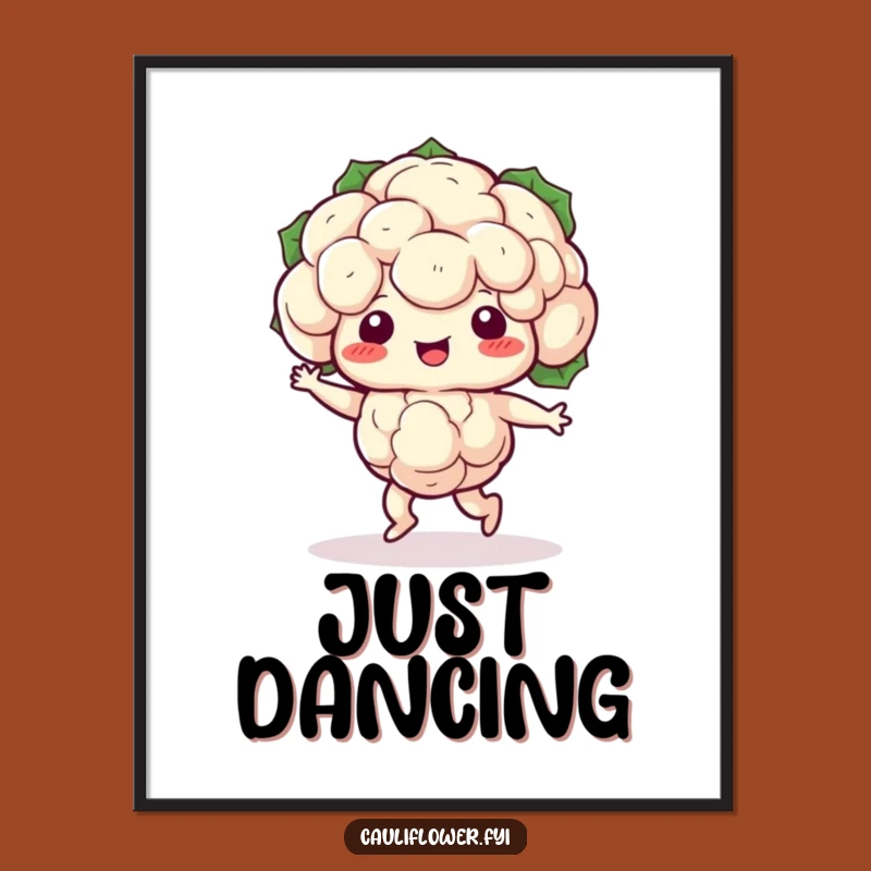 Funny Kawaii Cauliflower Dance Digital Art - Instant Humorous Decor