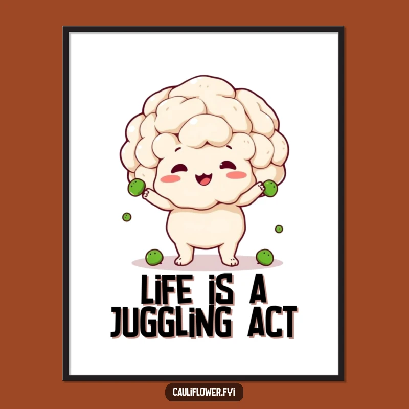 Funny Cauliflower Juggling Digital Art: Hilarious Veggie Decor for Instant Joy