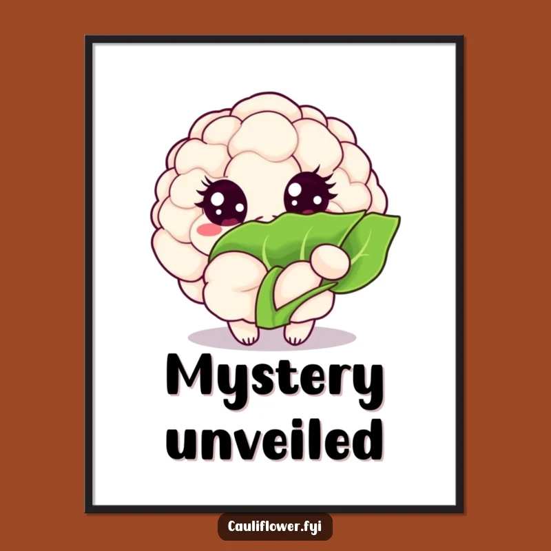 Funny Peekaboo Cauliflower Digital Art: Sparkling Veggie Print, Instant Gift