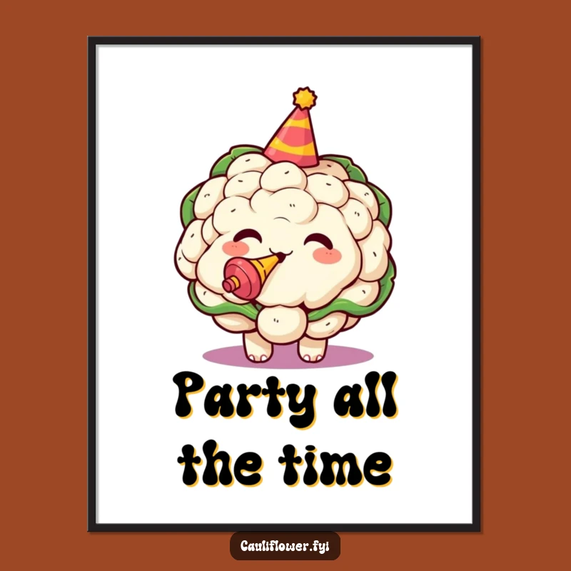 Funny Kawaii Cauliflower Party Digital Art - Instant Celebration Download