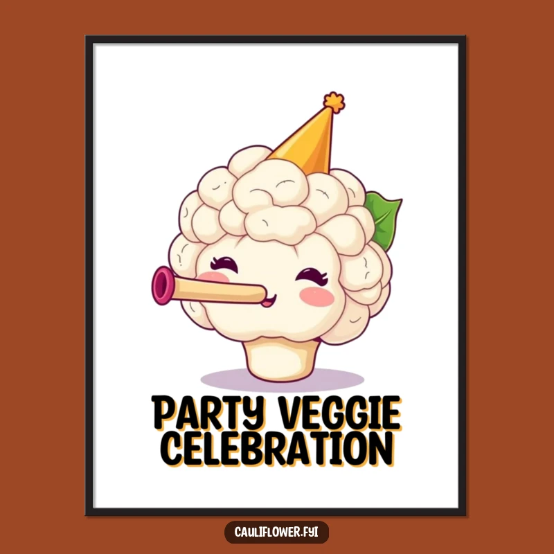 Funny Party Cauliflower Print, Digital Veggie Celebration Art for a Hilarious Gift