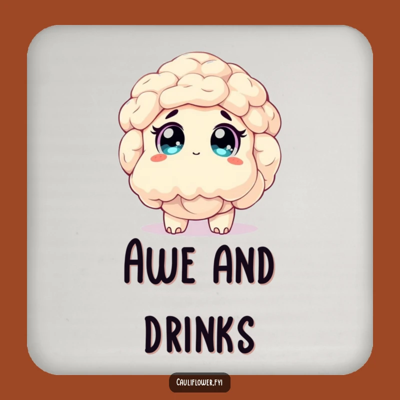 Funny Awestruck Cauliflower Coaster - Veggie Wonder Decor Gift