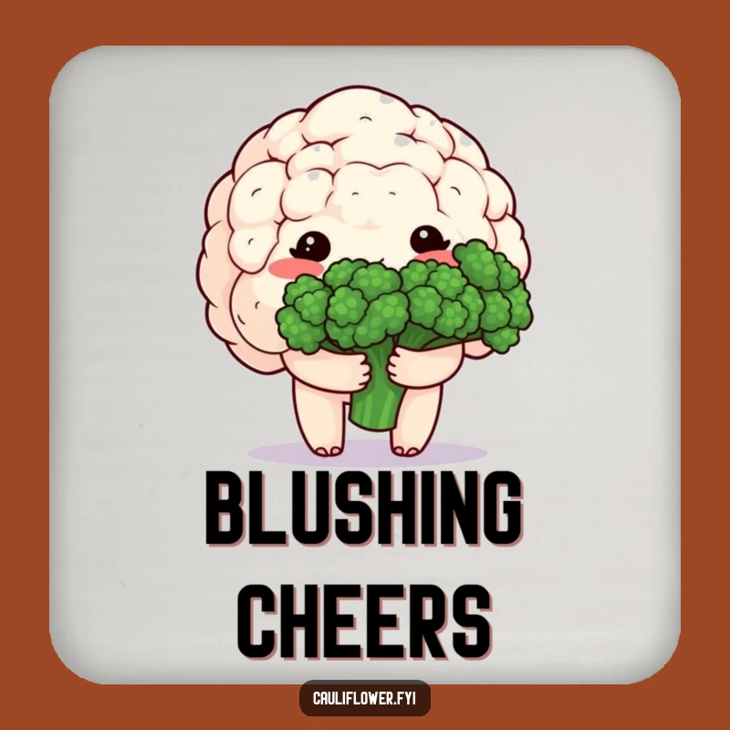 Funny Kawaii Cauliflower Coaster - Shy Veggie Gift for Sweet Tables