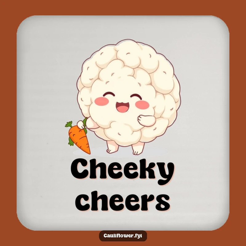 Funny Cauliflower Coaster - Giggling Veggie Gift for Tabletop Fun
