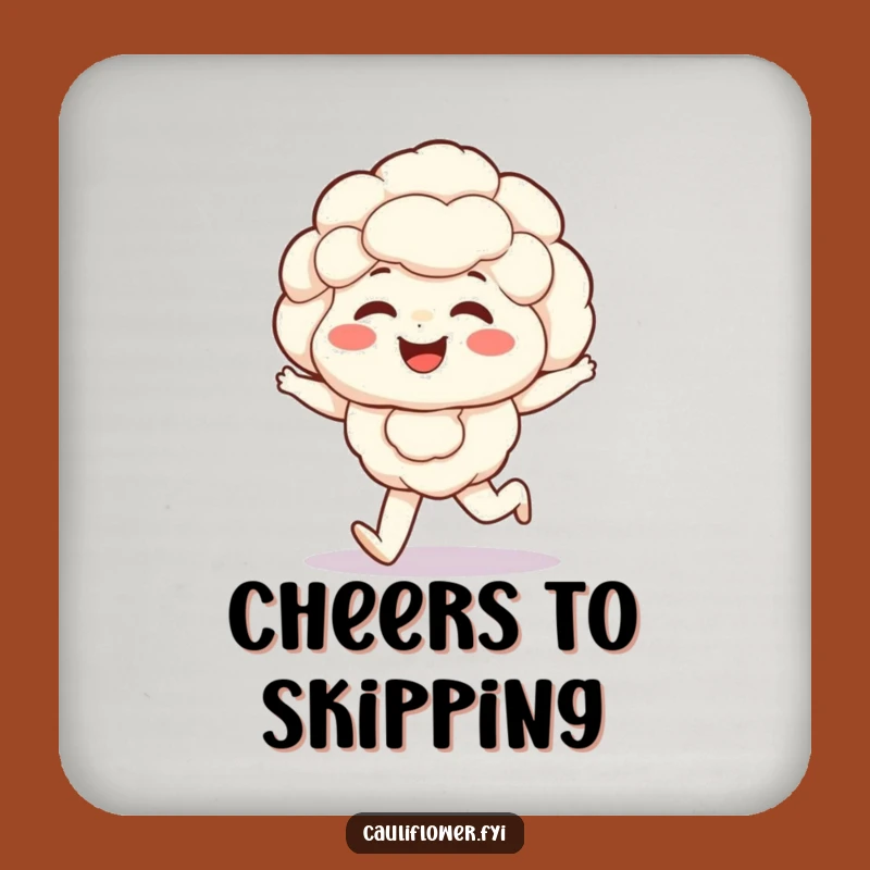 Funny Giggling Cauliflower Coaster: Happy Veggie Skipper Protector