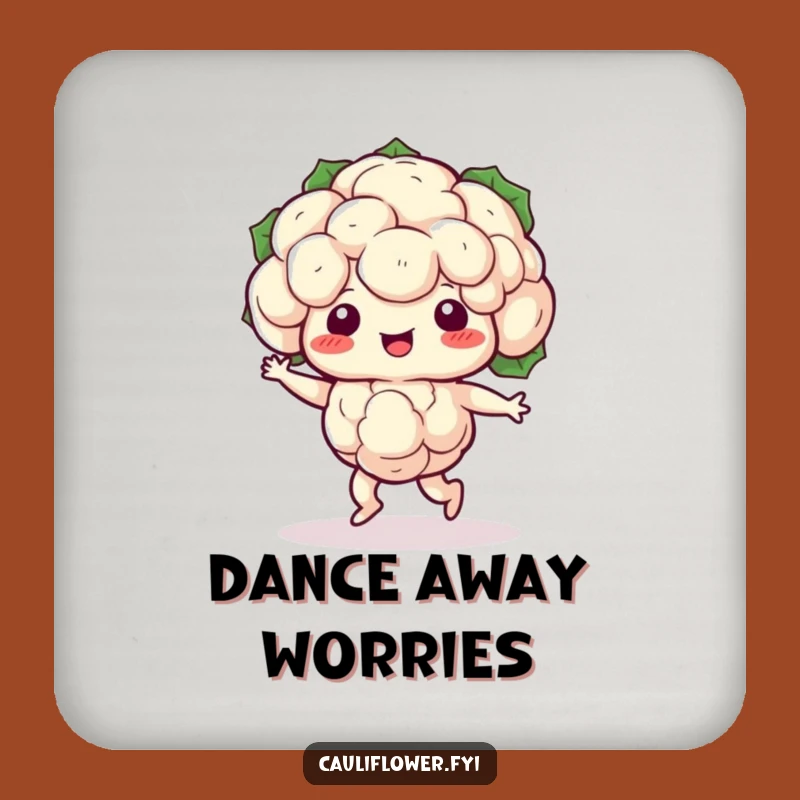 Funny Kawaii Cauliflower Dance Coaster - Protect Surfaces with Humor