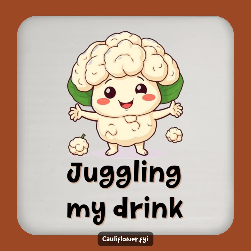 Funny Cauliflower Juggling Coaster: Hilarious Juggler, Perfect Funny Gift for Your Table!
