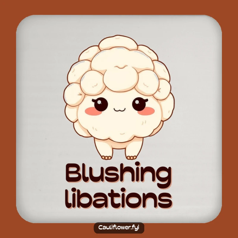 Funny Kawaii Cauliflower Blushing Drink Coaster: Protect Surfaces with Shy Sweetness!