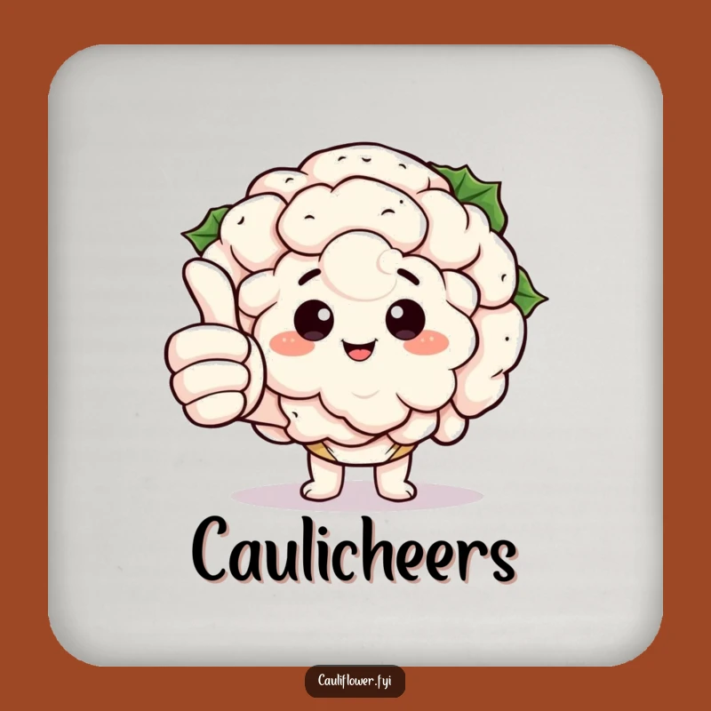 Funny Kawaii Cauliflower Thumbs Up Coaster: Veggie Protection, Smart Funny Gift