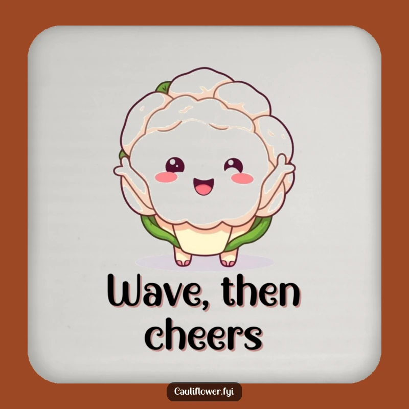 Funny Kawaii Cauliflower Wave Drink Coaster - Hilarious Veggie Accessory
