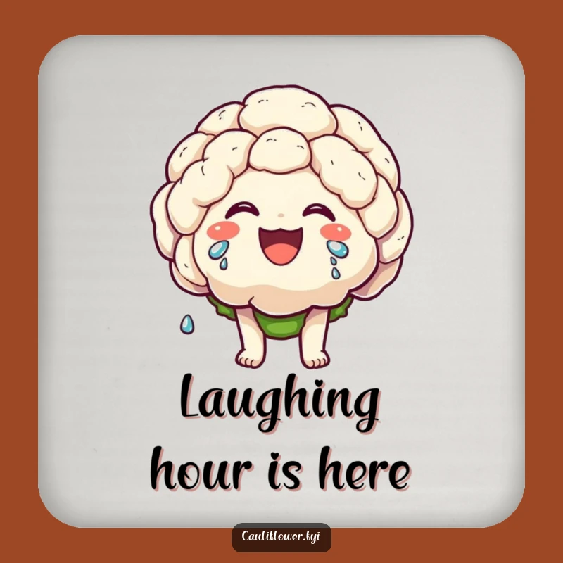 Funny Laughing Cauliflower Drink Coaster: Protect Surfaces with Humor