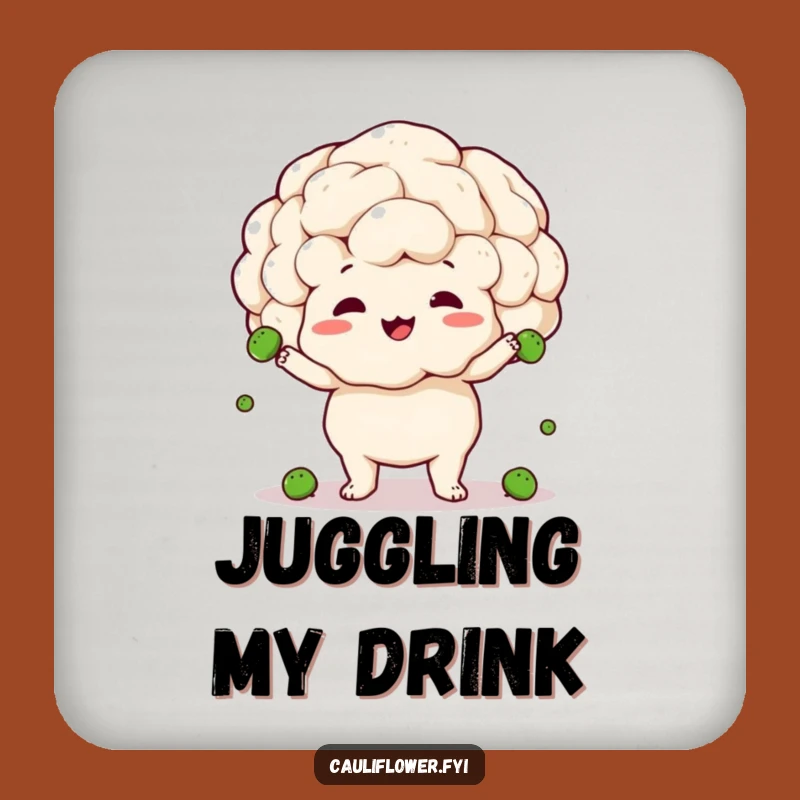 Funny Cauliflower Juggling Coasters: Protect Surfaces with Hilarious Veggie Art