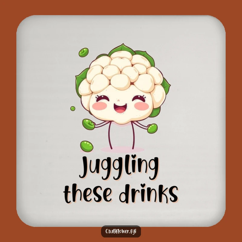 Funny Juggling Cauliflower Coaster, Cheerful Veggie Drink Protector for a Hilarious Gift
