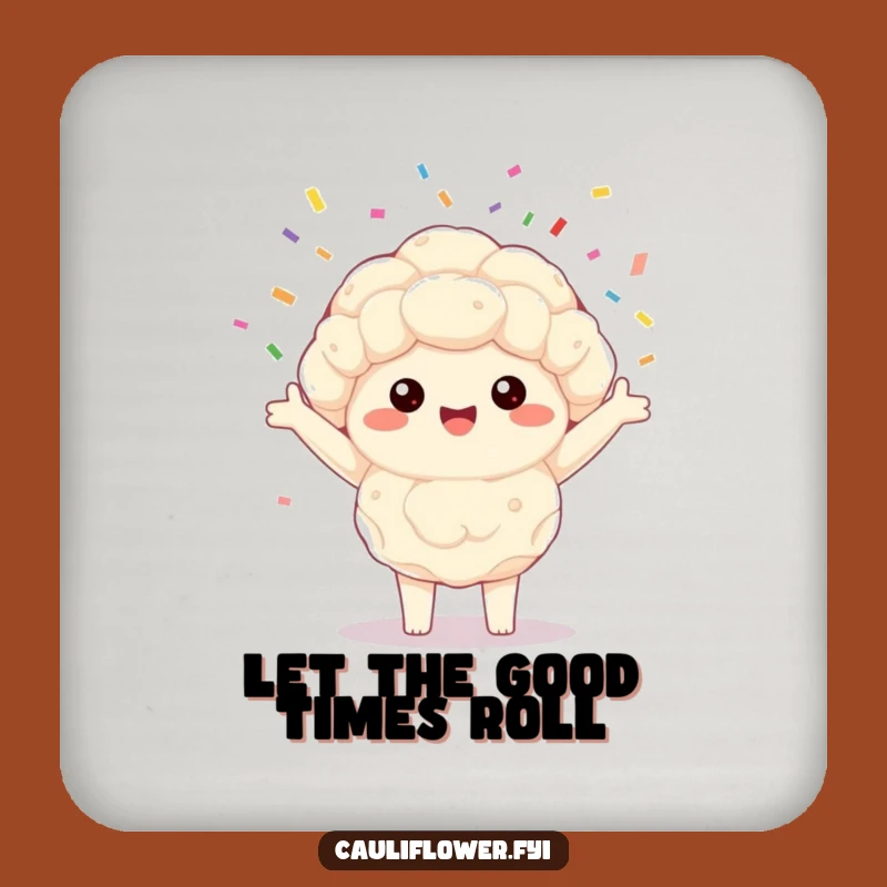 Funny Kawaii Cauliflower Coaster: Joyful Confetti Spinner Protects Surfaces