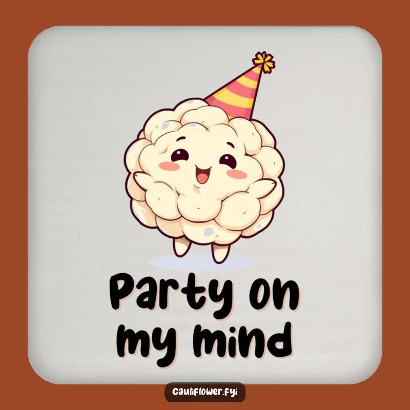 Funny Cauliflower Party Hat Coaster: Gleeful Spinning Veggie Protection Gift