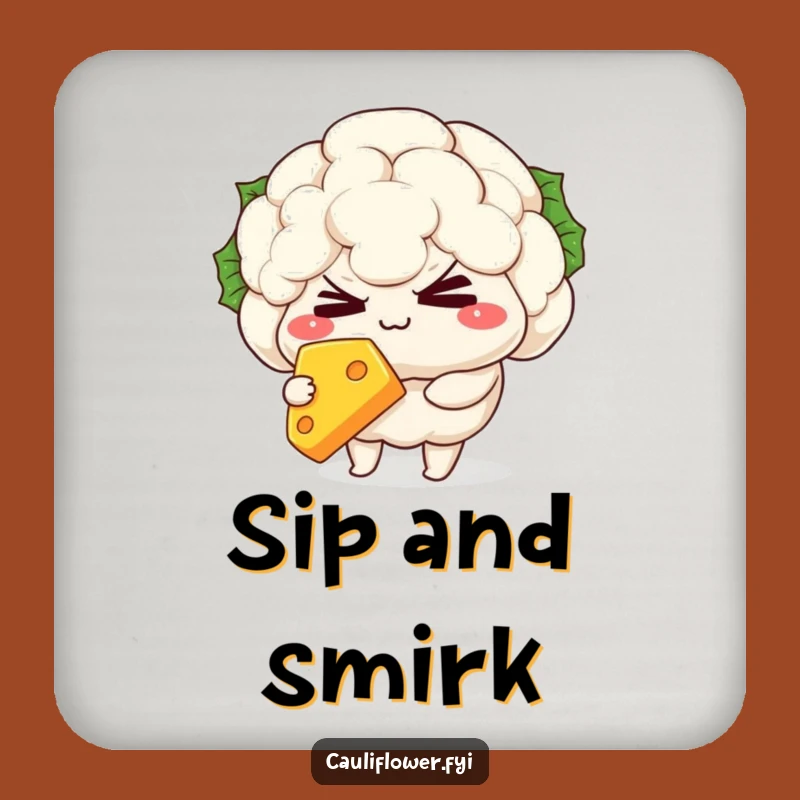 Funny Kawaii Cauliflower Cheese Coaster Set: Hilarious Protection for Your Table