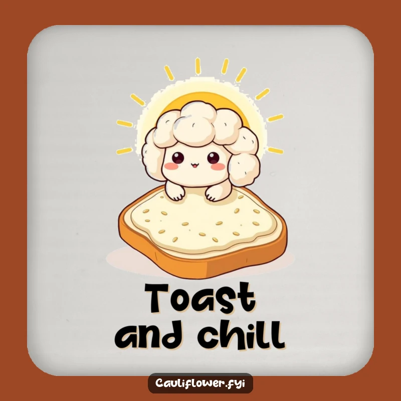 Funny Kawaii Cauliflower Toast Coaster - Protect Surfaces with Humor
