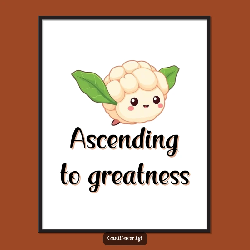 Funny Flying Cauliflower Flirt Poster, Whimsical Veggie Dream Art for a Hilarious Gift