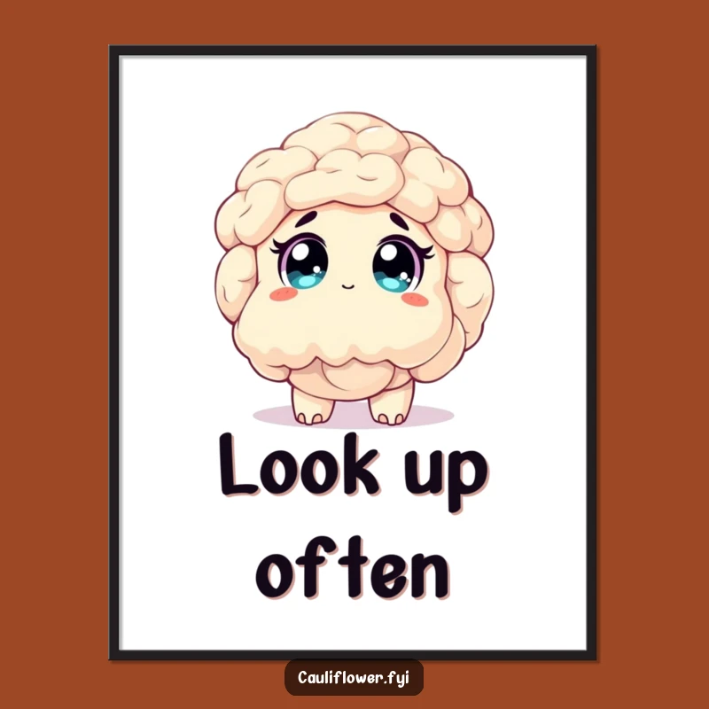 Funny Awestruck Cauliflower Poster - Enchanting Veggie Art Gift