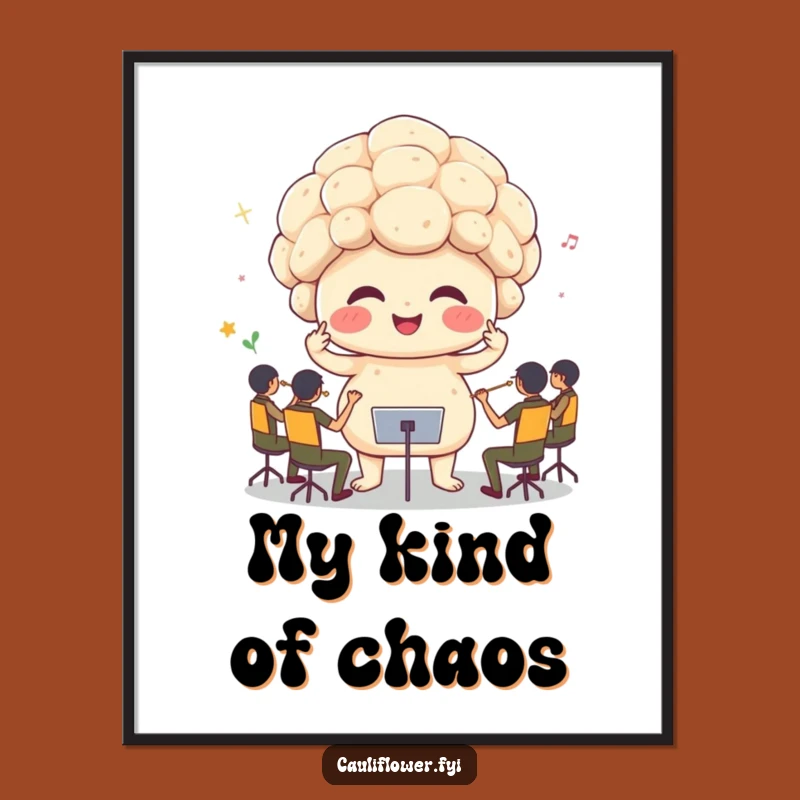 Funny Cauliflower Conductor Poster: Hilarious Vegetable Orchestra Art, Perfect Room Decor Gift!