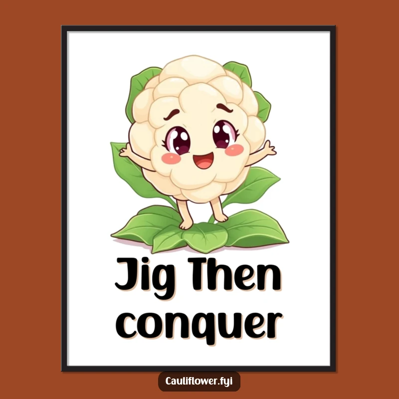 Funny Cauliflower Jig Poster: Vibrant Wall Art for a Laugh