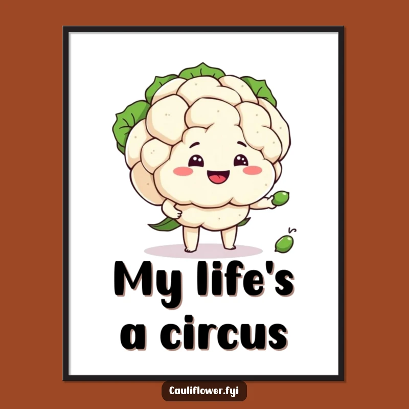 Funny Cauliflower Juggler Poster: Hilarious Vegetable Art, Perfect Wall Decor Gift!