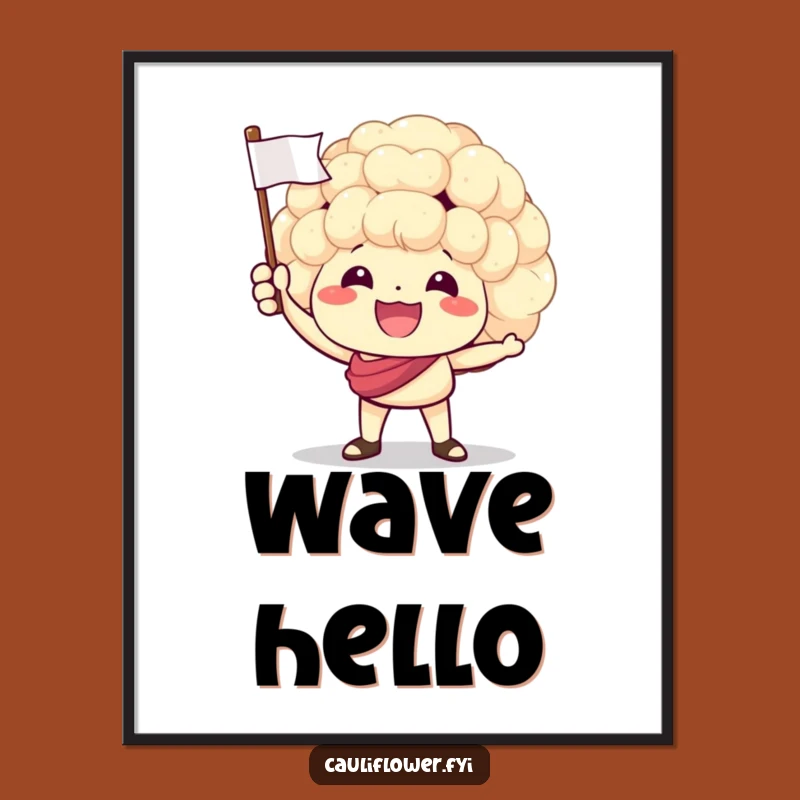 Funny Cheering Cauliflower Poster - Vibrant Vegetable Celebration Art Gift