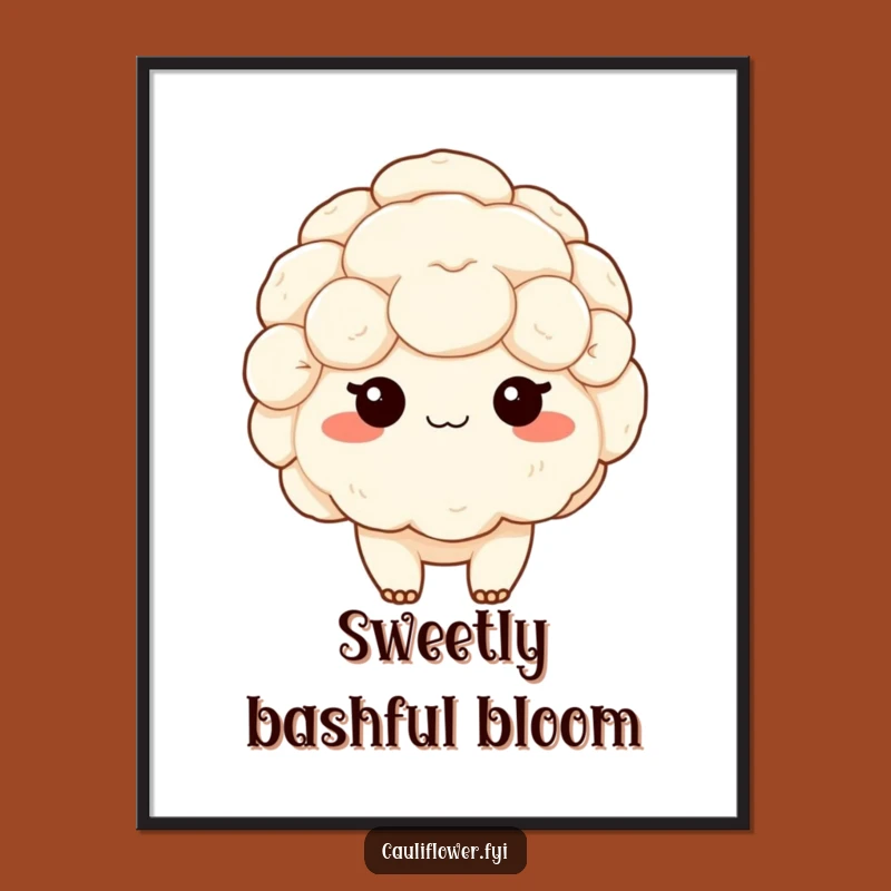 Funny Kawaii Cauliflower Blushing Poster: Add Sweet Shyness to Your Walls!