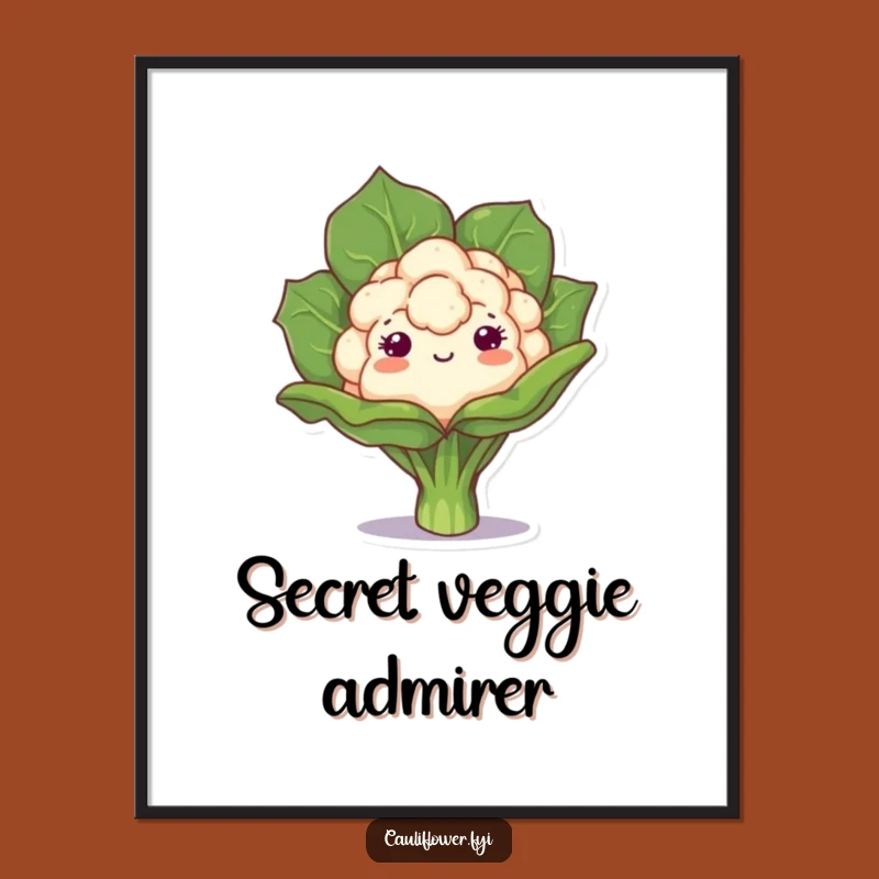 Funny Kawaii Cauliflower Peek Poster: Add Playful Charm to Your Walls!