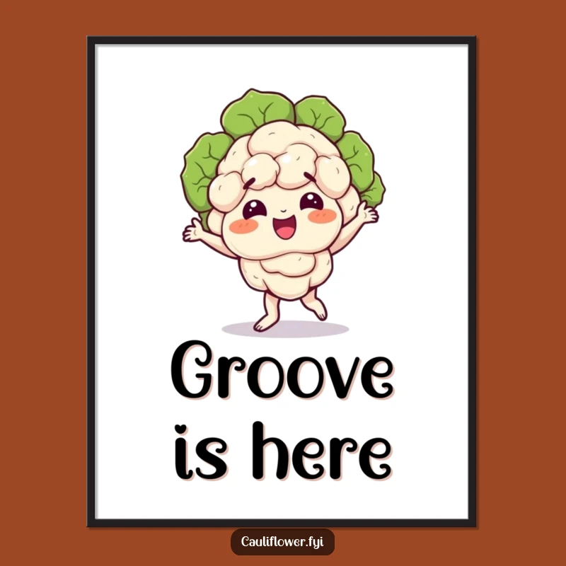 Funny Dancing Cauliflower Poster - Wobbly Veggie Dance Art Gift