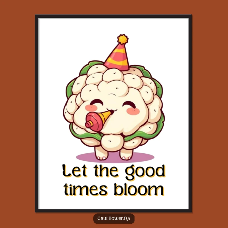 Kawaii Cauliflower Celebration Funny Poster - Cheerful Wall Decor Gift