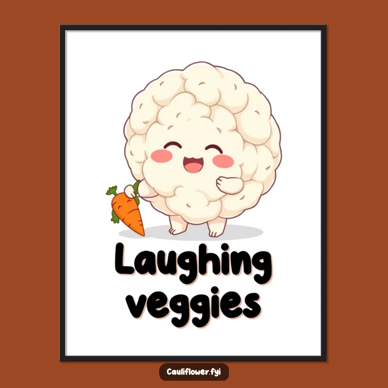 Funny Cauliflower Poster - Giggling Veggie Art Gift for Humorous Decor