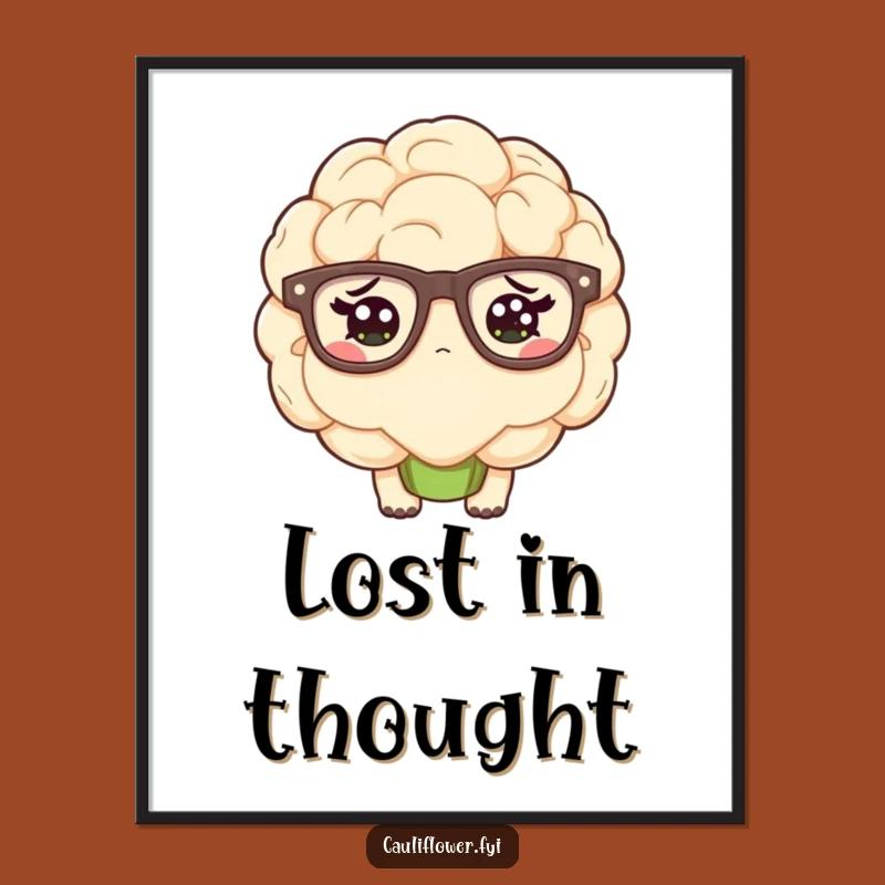 Funny Kawaii Cauliflower Confused Poster - Hilarious Glasses Art for Puzzled Spaces