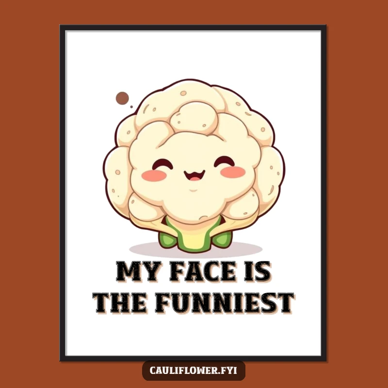 Funny Cauliflower Expression Poster: Hilarious Veggie Art for a Cheerful Space