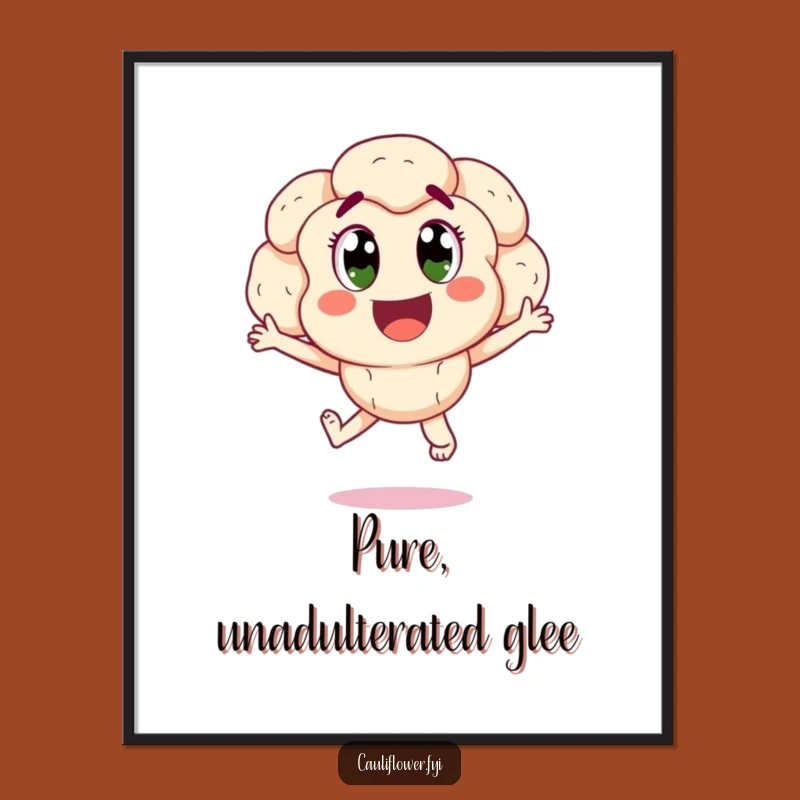 Funny Cauliflower Joy Poster: Exuberant Veggie Art, Perfect Wall Decor Gift!
