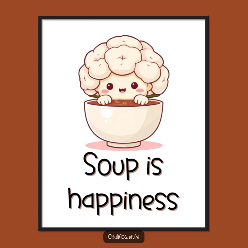 Funny Cauliflower Delight Poster: Peeking Veggie Foodie Wall Art Gift