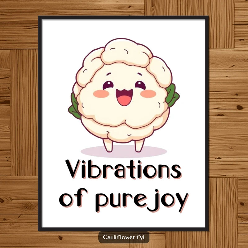 Funny Kawaii Cauliflower Poster - A cute cartoon cauliflower doing a funny wobble, perfect for hilarious and charming wall art.