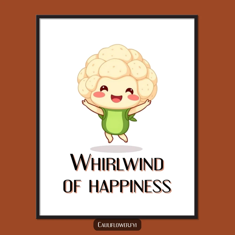 Funny Cauliflower Pirouette Poster - Elegant Veggie Art for a Cheerful Space