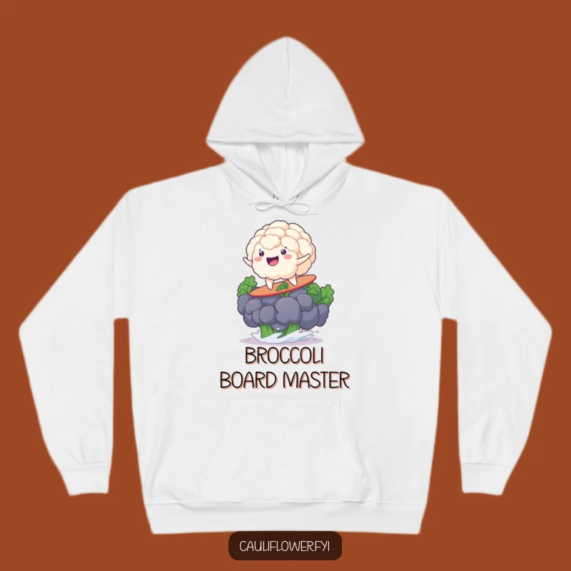 Funny Surfing Cauliflower Hoodie: Stay Warm While Riding Veggie Waves!