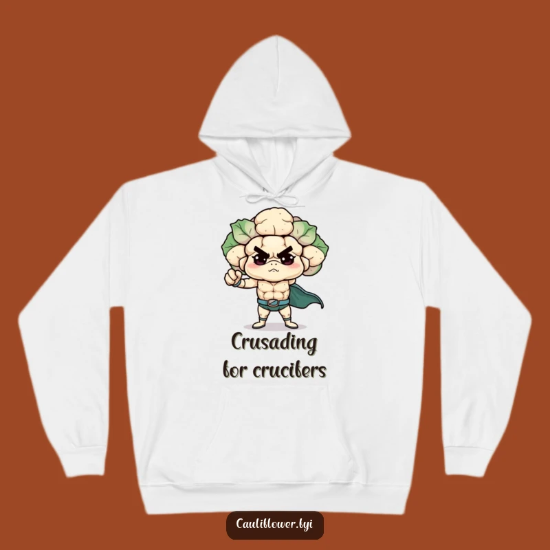 Funny Superhero Cauliflower Hoodie, Cozy Veggie Hero Sweatshirt for a Hilarious Gift