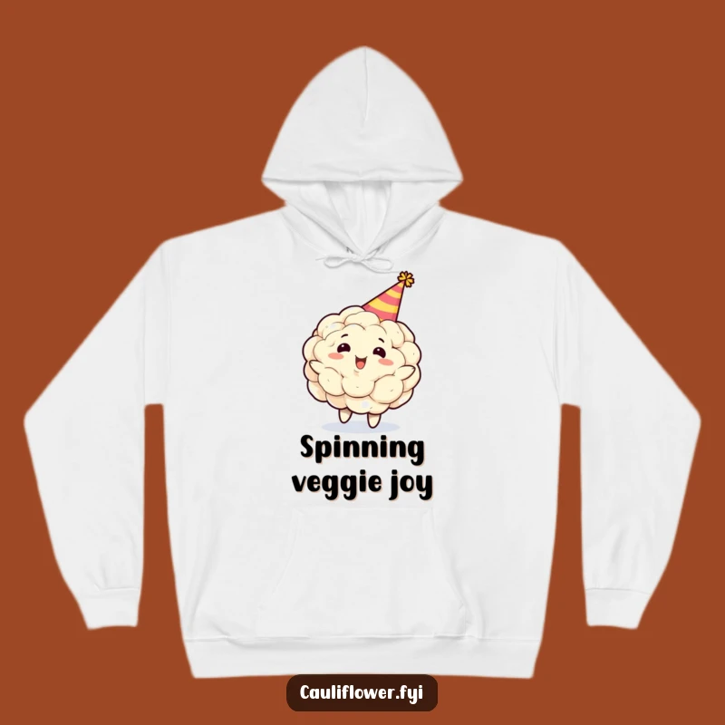 Funny Cauliflower Party Hat Hoodie: Cozy Gleeful Spinning Veggie Gift