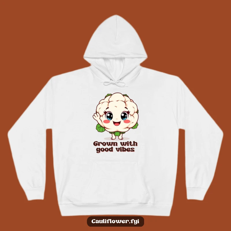 Funny Cozy Cauliflower Hoodie: Warm Your Heart with a Friendly Waving Veggie Pal