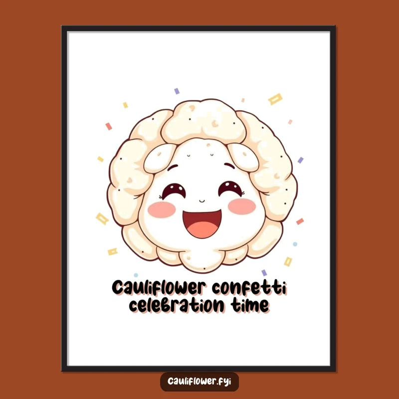 Funny Free Printable Wall Art: Confetti Cauliflower Smile Downloadable Decor
