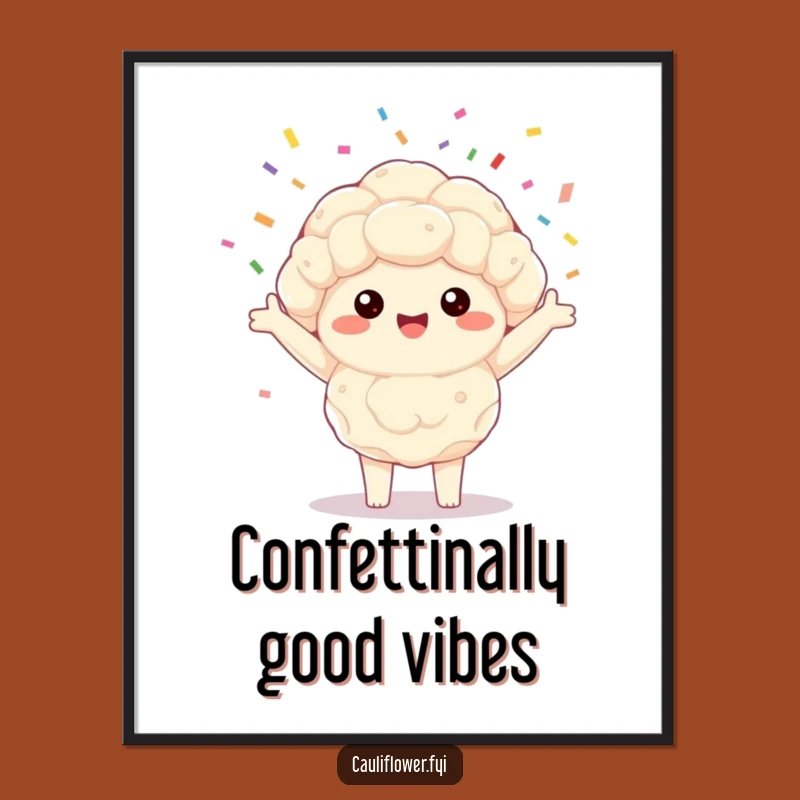 Funny Kawaii Cauliflower Wall Art: Free Printable, Joyful Confetti Spinner Decor