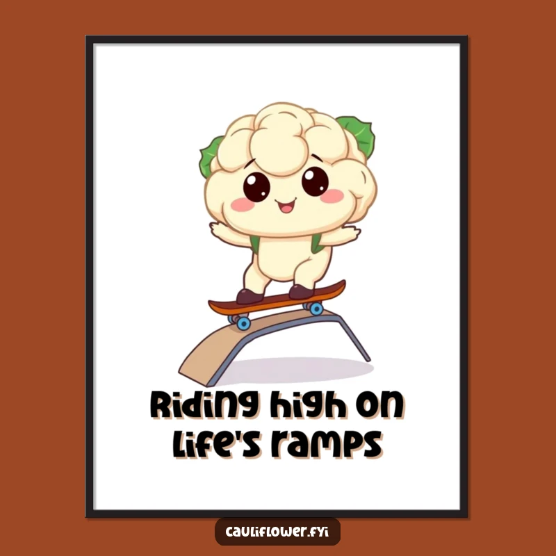 Free Printable Kawaii Cauliflower Art: Skater Style - Funny Downloadable Wall Decor