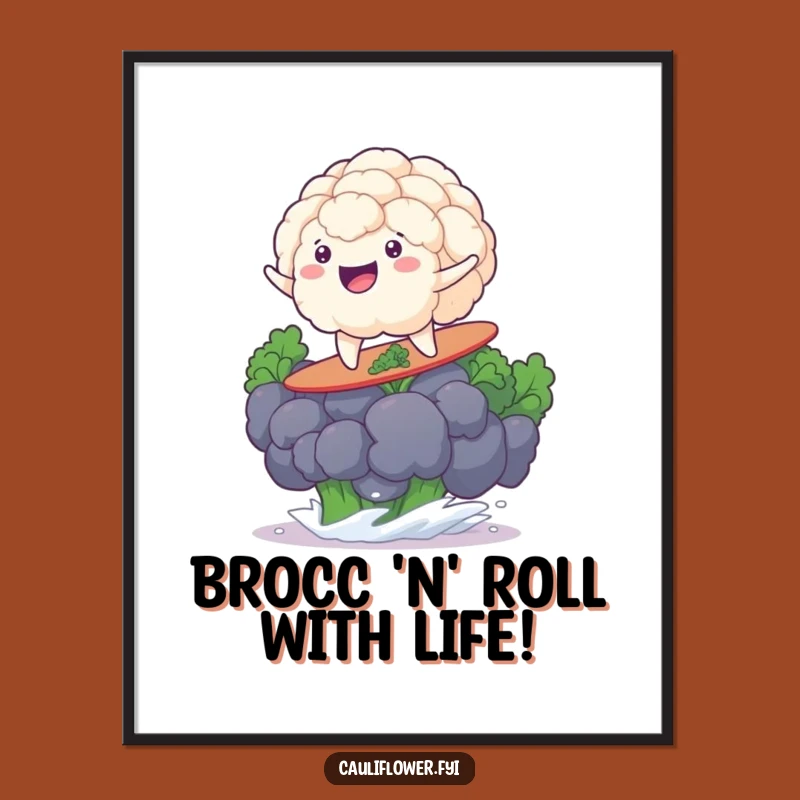 Free Printable Wall Art: Cauliflower's Hilarious Surf Scene, Downloadable DIY Decor