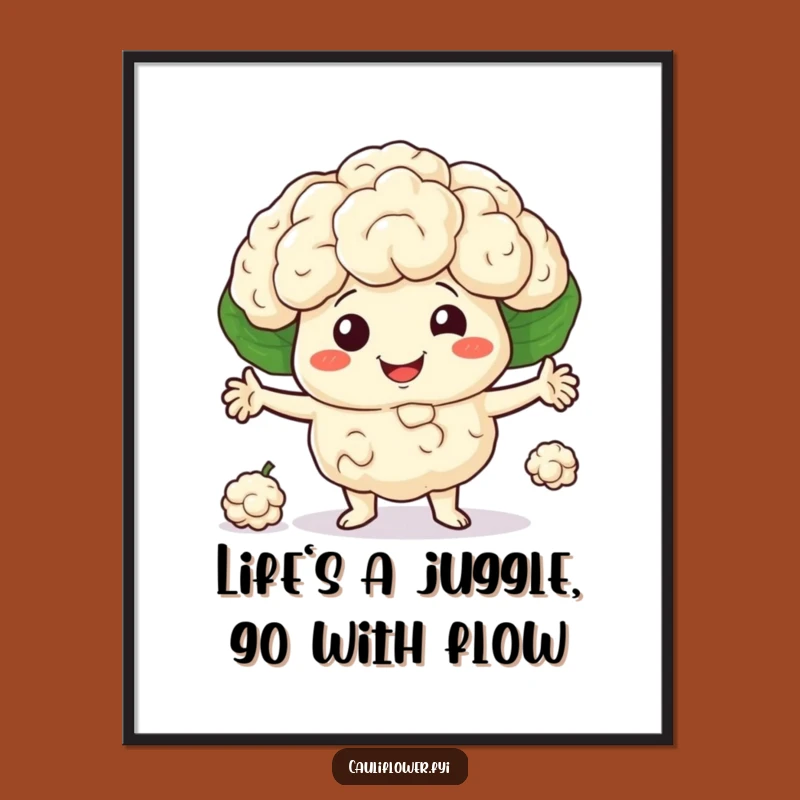 Funny Free Printable Wall Art: Cauliflower Juggler Downloadable Decor